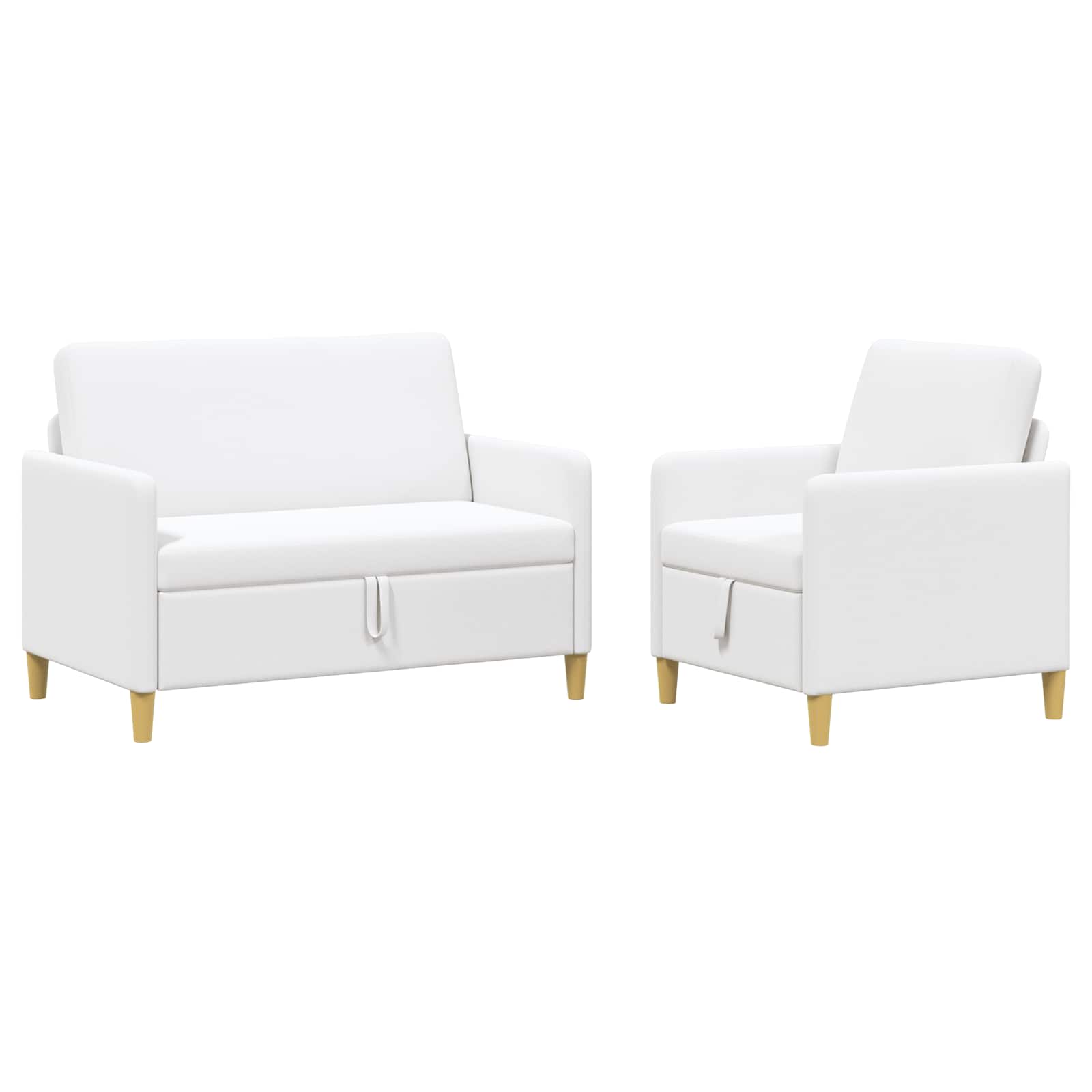Set di Divani con Storage 2 pcs Bianco Poliestere | homemem39