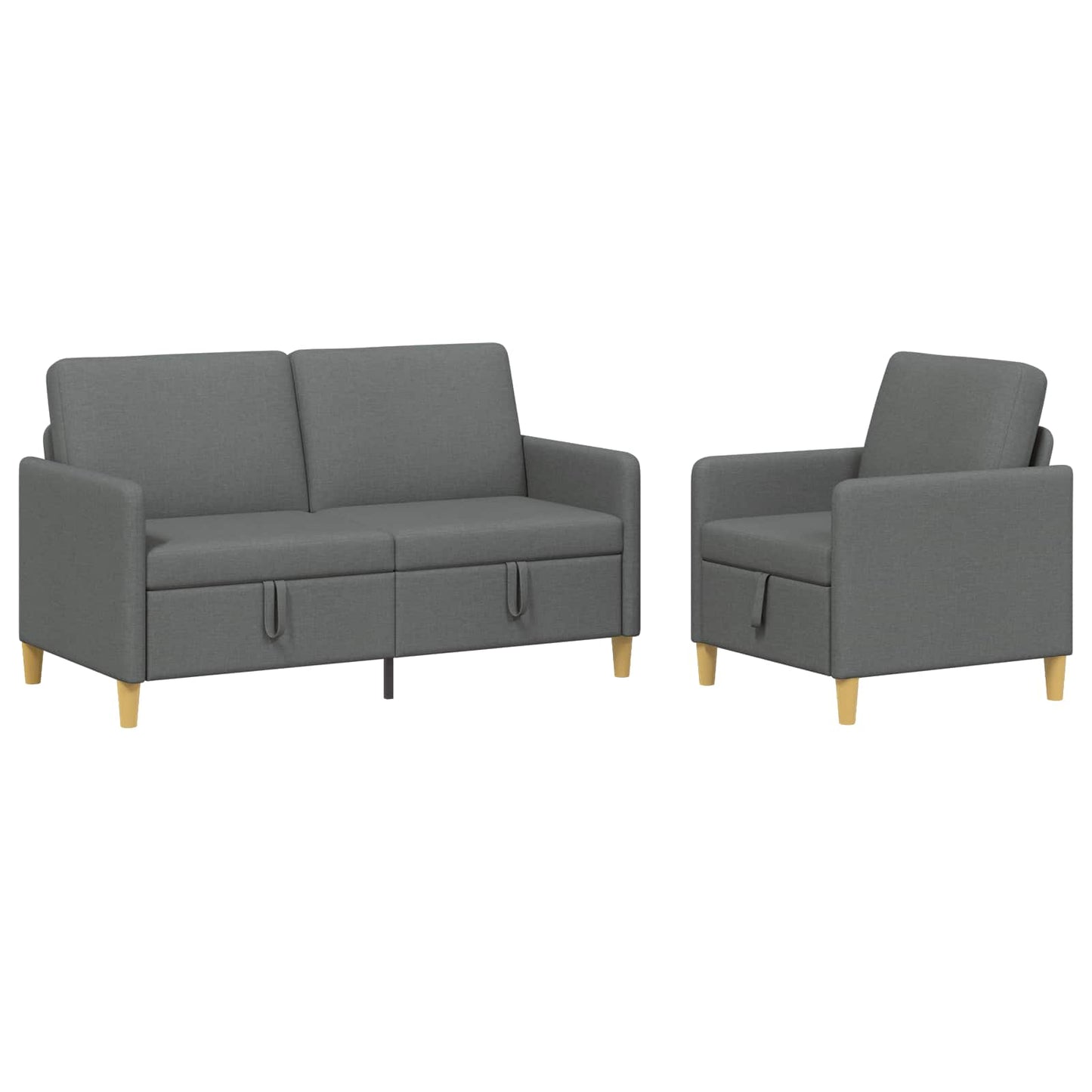 Set di Divani con Storage 2 pcs Grigio Scuro Poliestere | homemem39