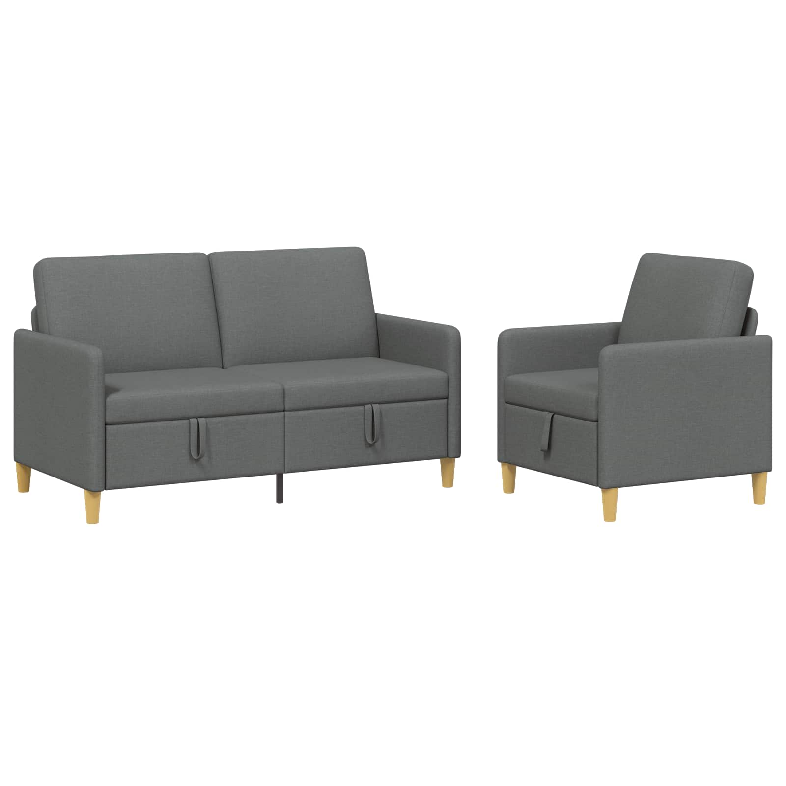 Set di Divani con Storage 2 pcs Grigio Scuro Poliestere | homemem39