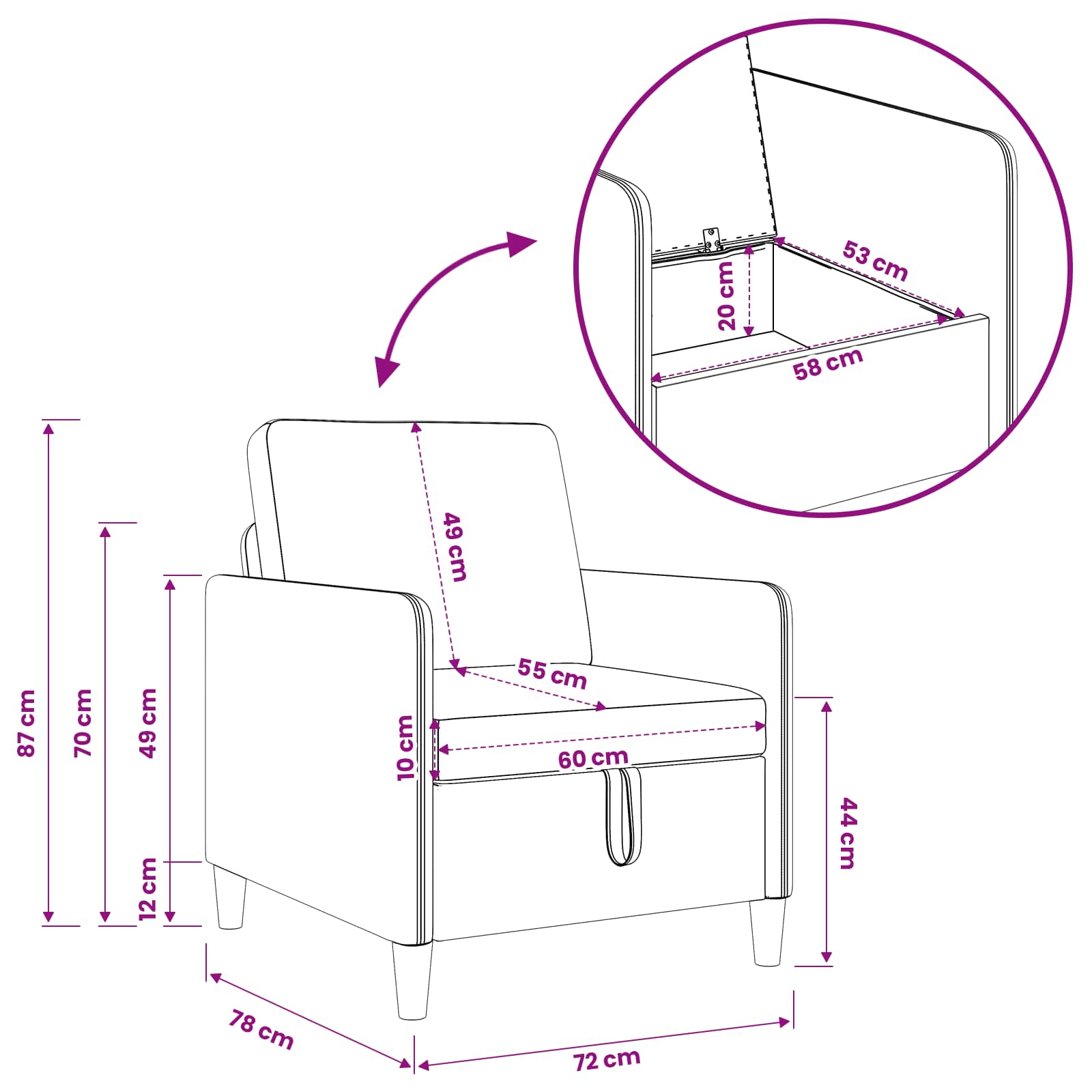 Set di Divani con Storage 2 pcs Grigio Scuro Poliestere | homemem39