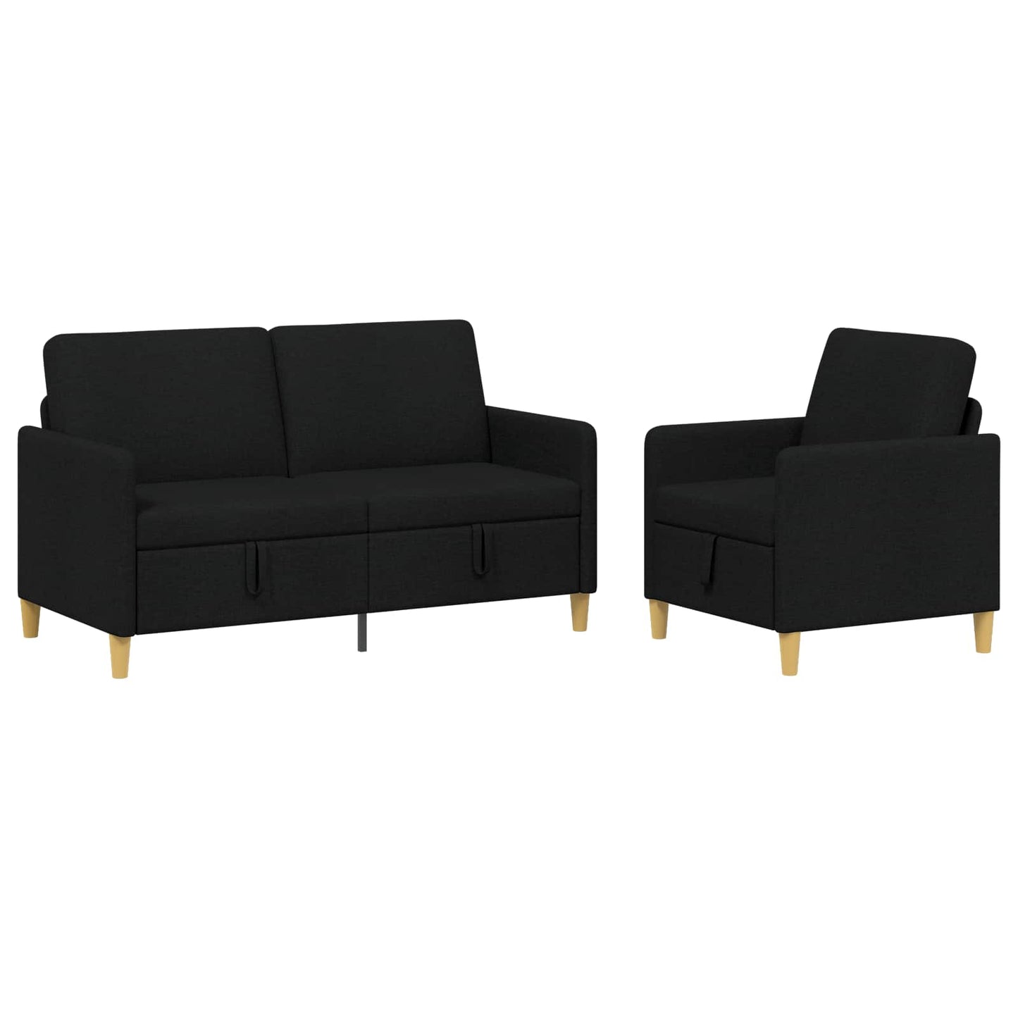 Set di Divani con Storage 2 pcs Nero Poliestere | homemem39