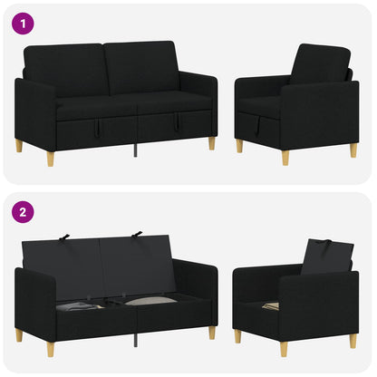Set di Divani con Storage 2 pcs Nero Poliestere | homemem39