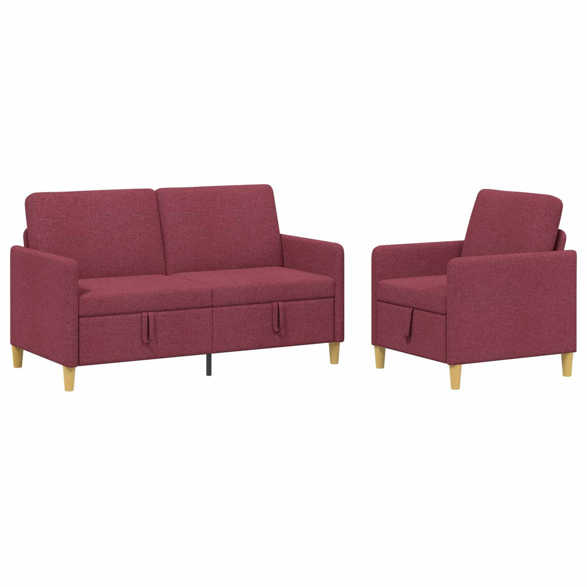 Set di Divani con Storage 2 pz Rosso Vino Poliestere