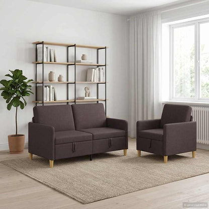 Set di Divani con Storage 2 pcs Marrone Scuro Poliestere | homemem39