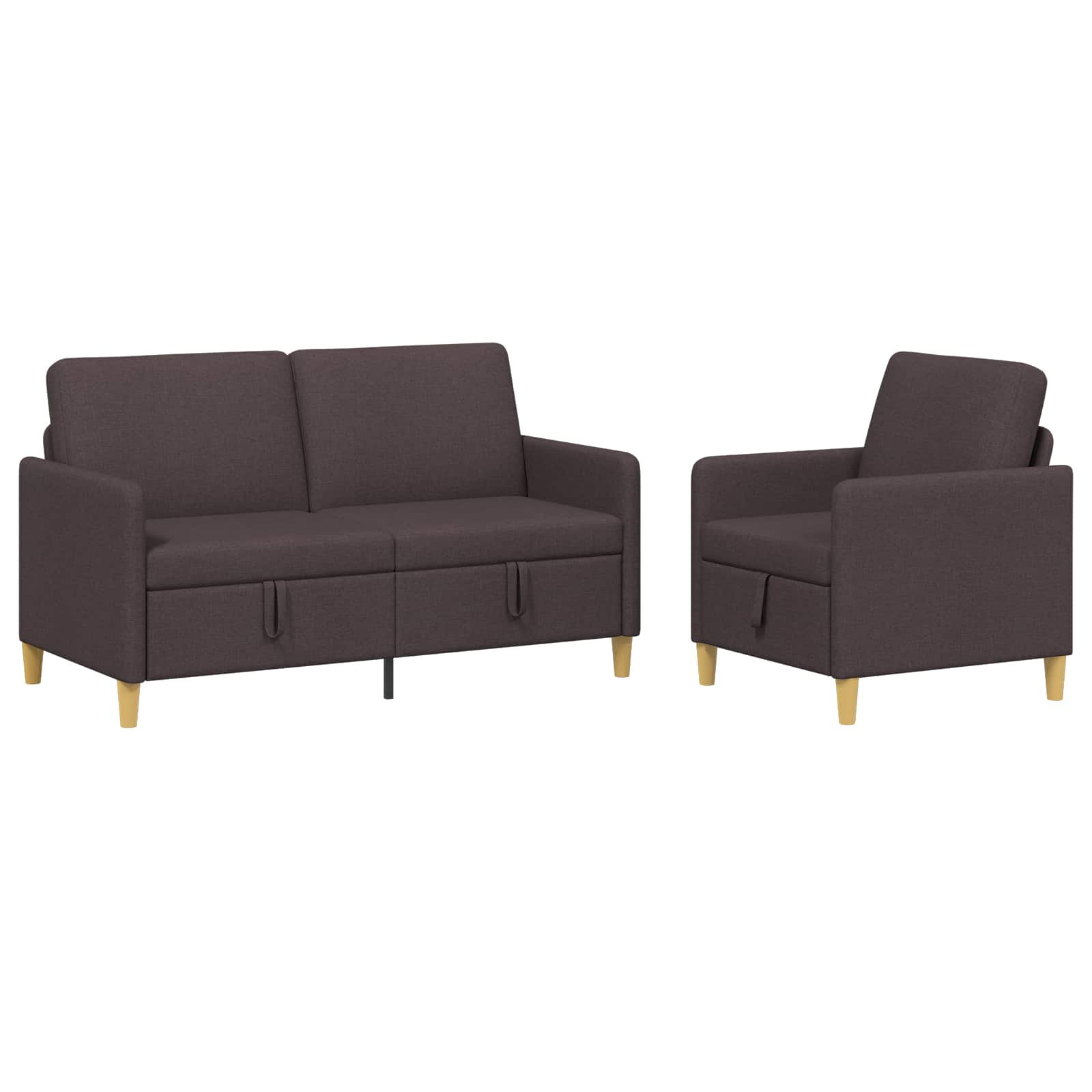 Set di Divani con Storage 2 pcs Marrone Scuro Poliestere | homemem39