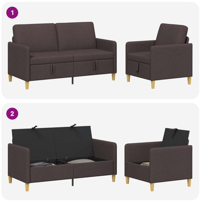 Set di Divani con Storage 2 pcs Marrone Scuro Poliestere | homemem39