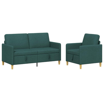 Set di Divani con Storage 2 pz Verde Scuro Poliestere