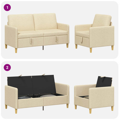 Set di Divani con Storage 2 pcs Crema Poliestere | homemem39
