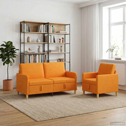 Set di Divani con Storage 2 pcs Giallo Scuro Poliestere | homemem39