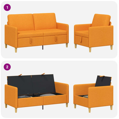 Set di Divani con Storage 2 pz Giallo Scuro Poliestere