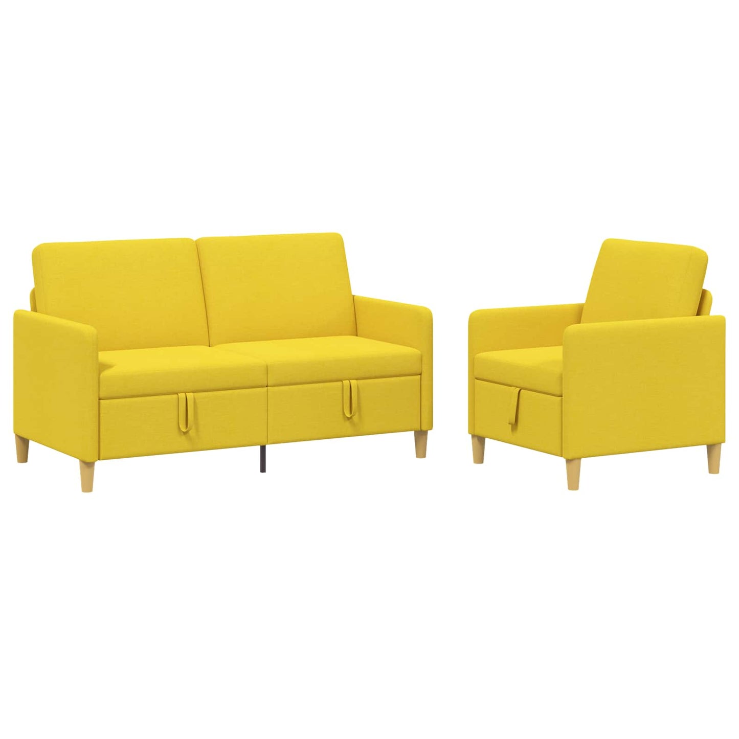 Set di Divani con Storage 2 pz Giallo Chiaro Poliestere