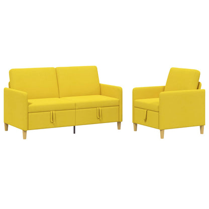 Set di Divani con Storage 2 pz Giallo Chiaro Poliestere