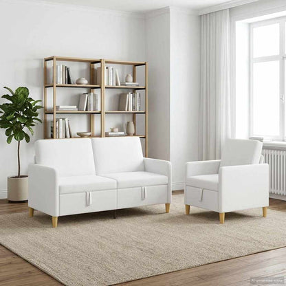 Set di Divani con Storage 2 pcs Bianco Poliestere | homemem39