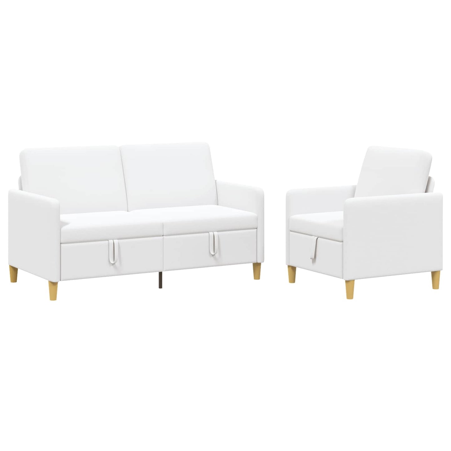 Set di Divani con Storage 2 pcs Bianco Poliestere | homemem39
