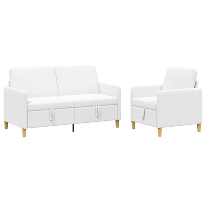 Set di Divani con Storage 2 pz Bianco Poliestere