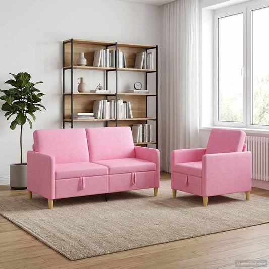Set di Divani con Storage 2 pcs Rosa Poliestere | homemem39