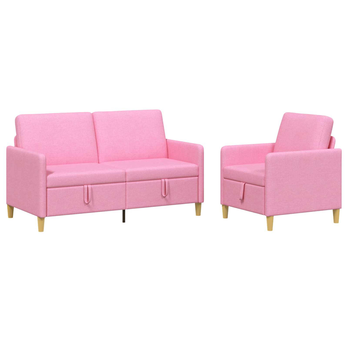 Set di Divani con Storage 2 pz Rosa Poliestere