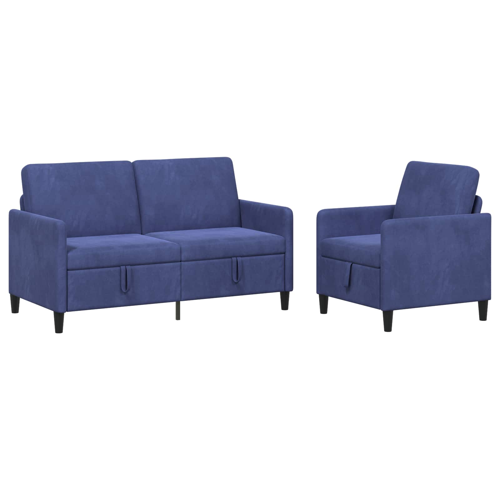 Set di Divani con Storage 2 pz Blu Polizia Poliestere | homemem39