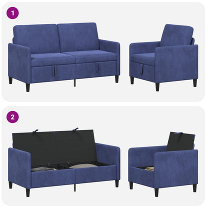 Set di Divani con Storage 2 pz Blu Polizia Poliestere | homemem39