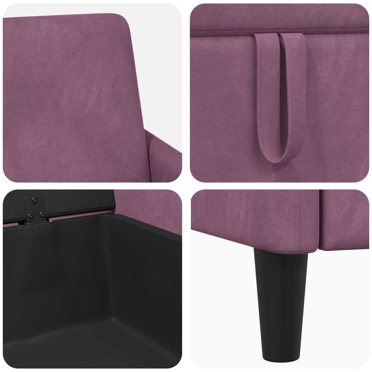 Set di Divani con Storage 2 pz Viola Poliestere