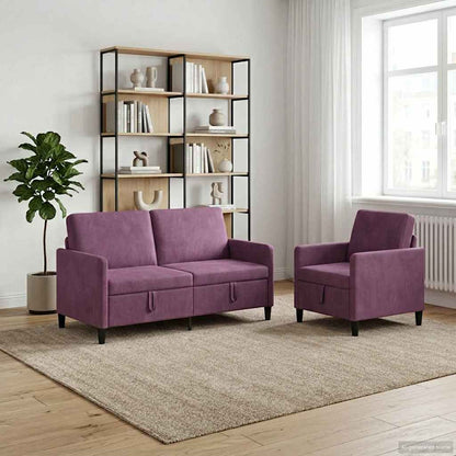 Set di Divani con Storage 2 pz Viola Poliestere | homemem39