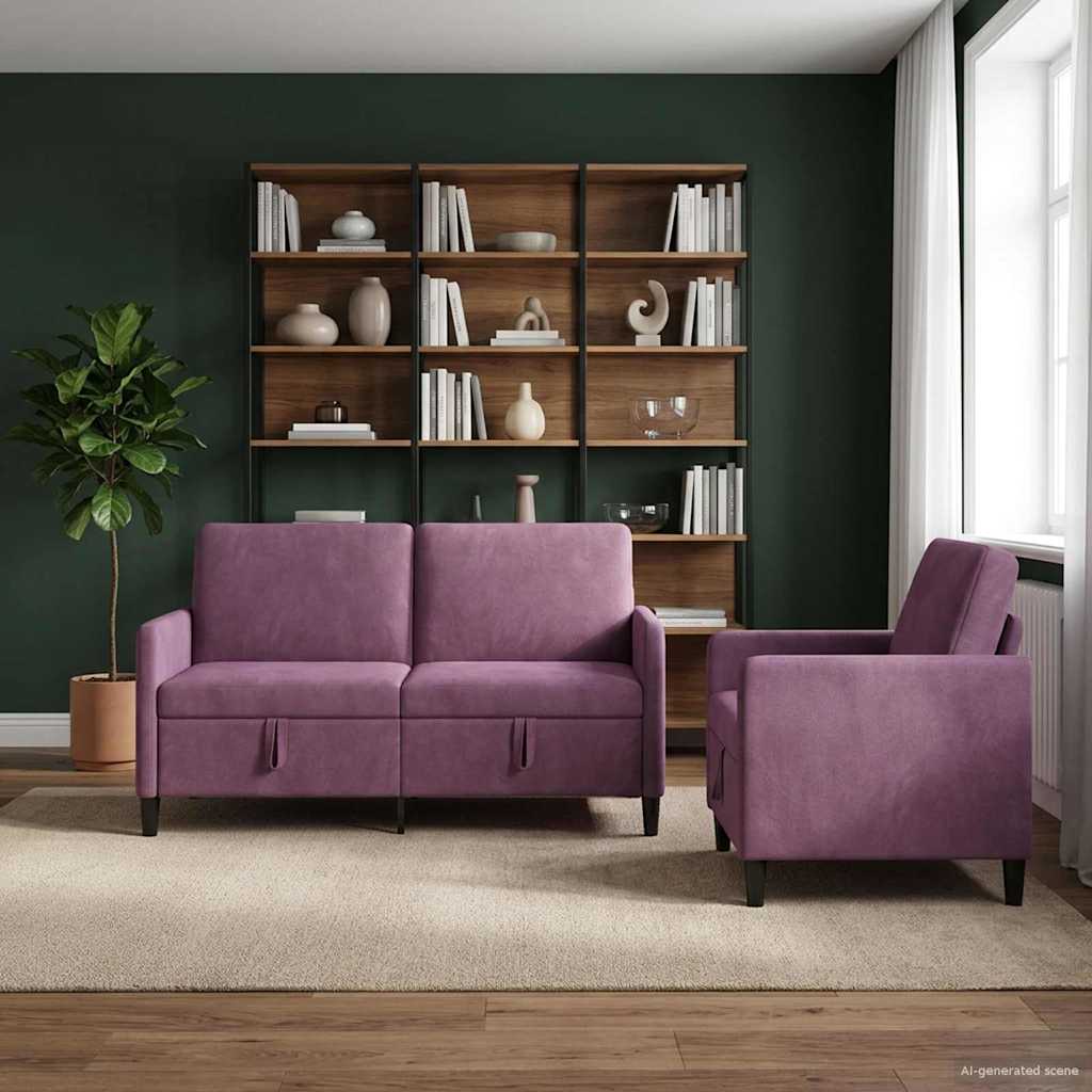 Set di Divani con Storage 2 pz Viola Poliestere | homemem39