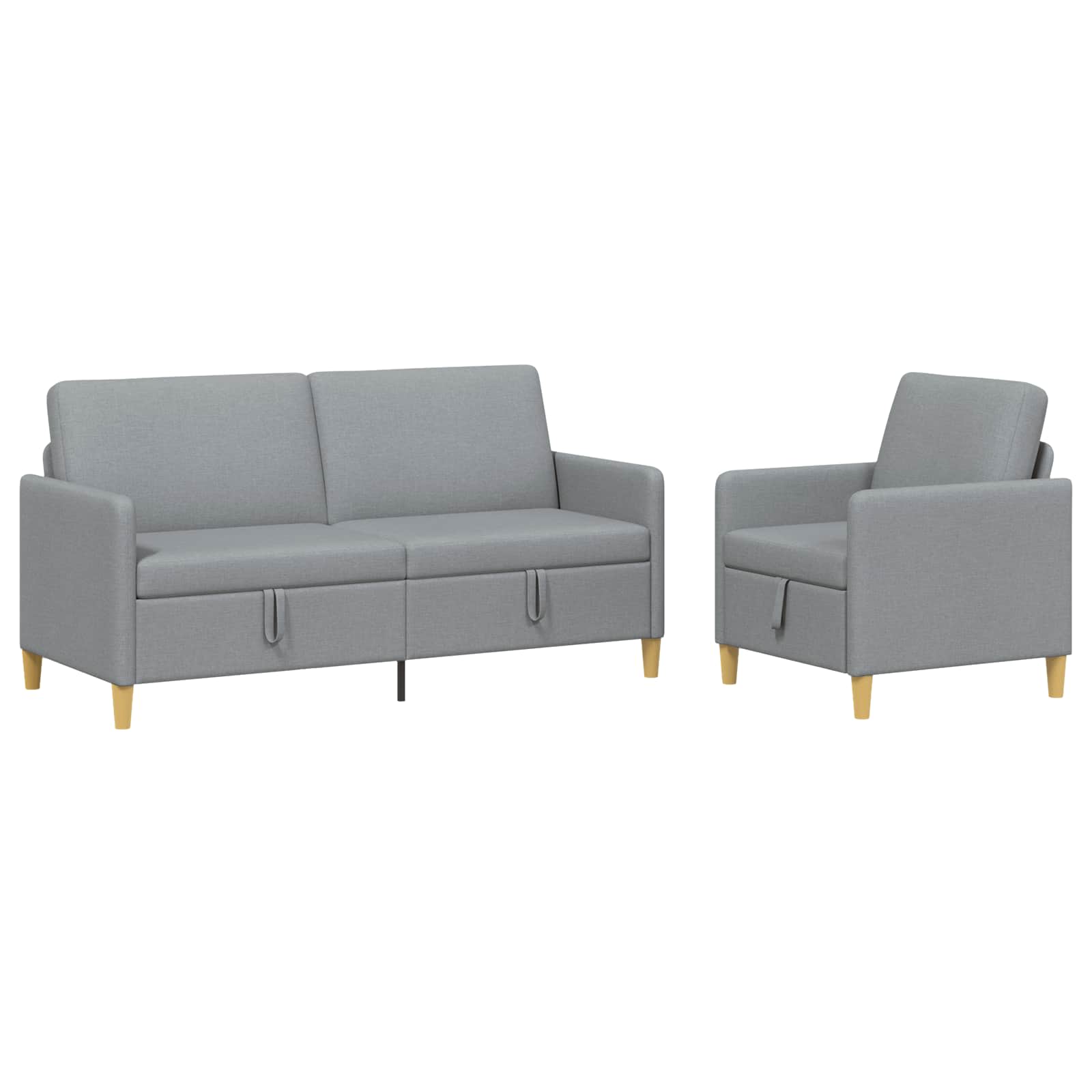 Set di Divani con Storage 2 pcs Grigio Chiaro Poliestere | homemem39