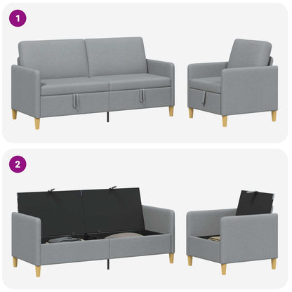 Set di Divani con Storage 2 pcs Grigio Chiaro Poliestere