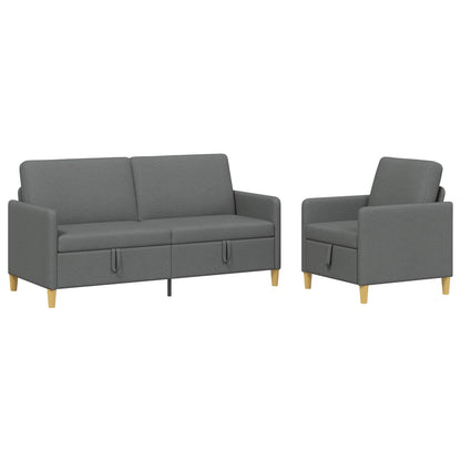 Set di Divani con Storage 2 pz Grigio Scuro Poliestere