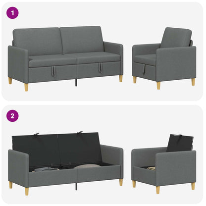 Set di Divani con Storage 2 pcs Grigio Scuro Poliestere | homemem39