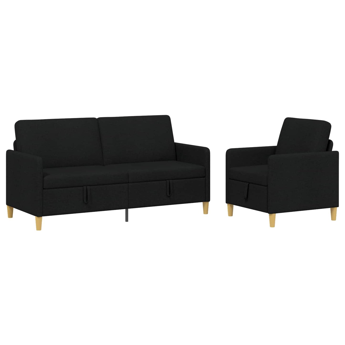 Set di Divani con Storage 2 pcs Nero Poliestere | homemem39