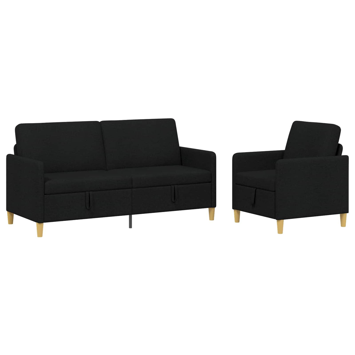 Set di Divani con Storage 2 pz Nero Poliestere