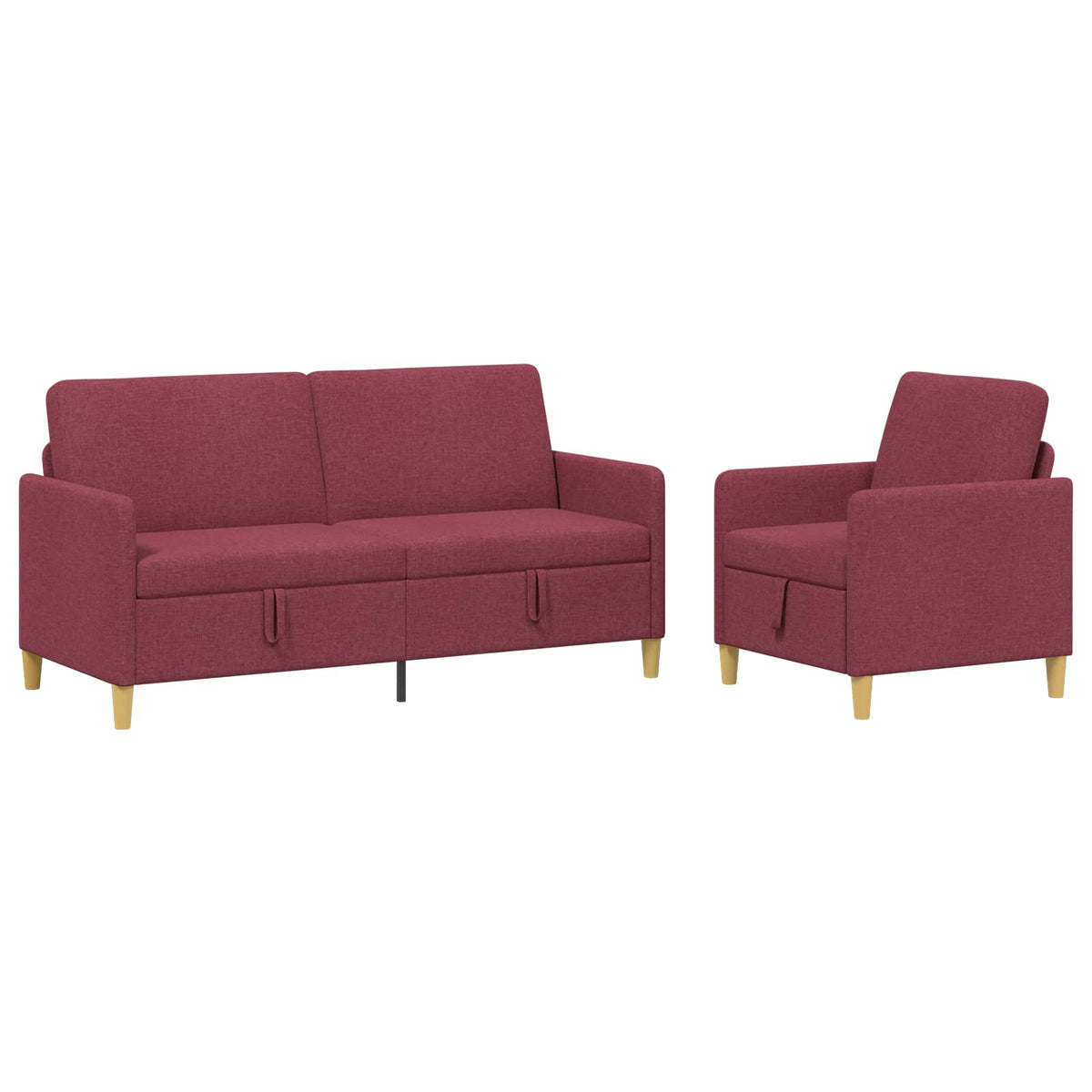 Set di Divani con Storage 2 pz Rosso Vino Poliestere