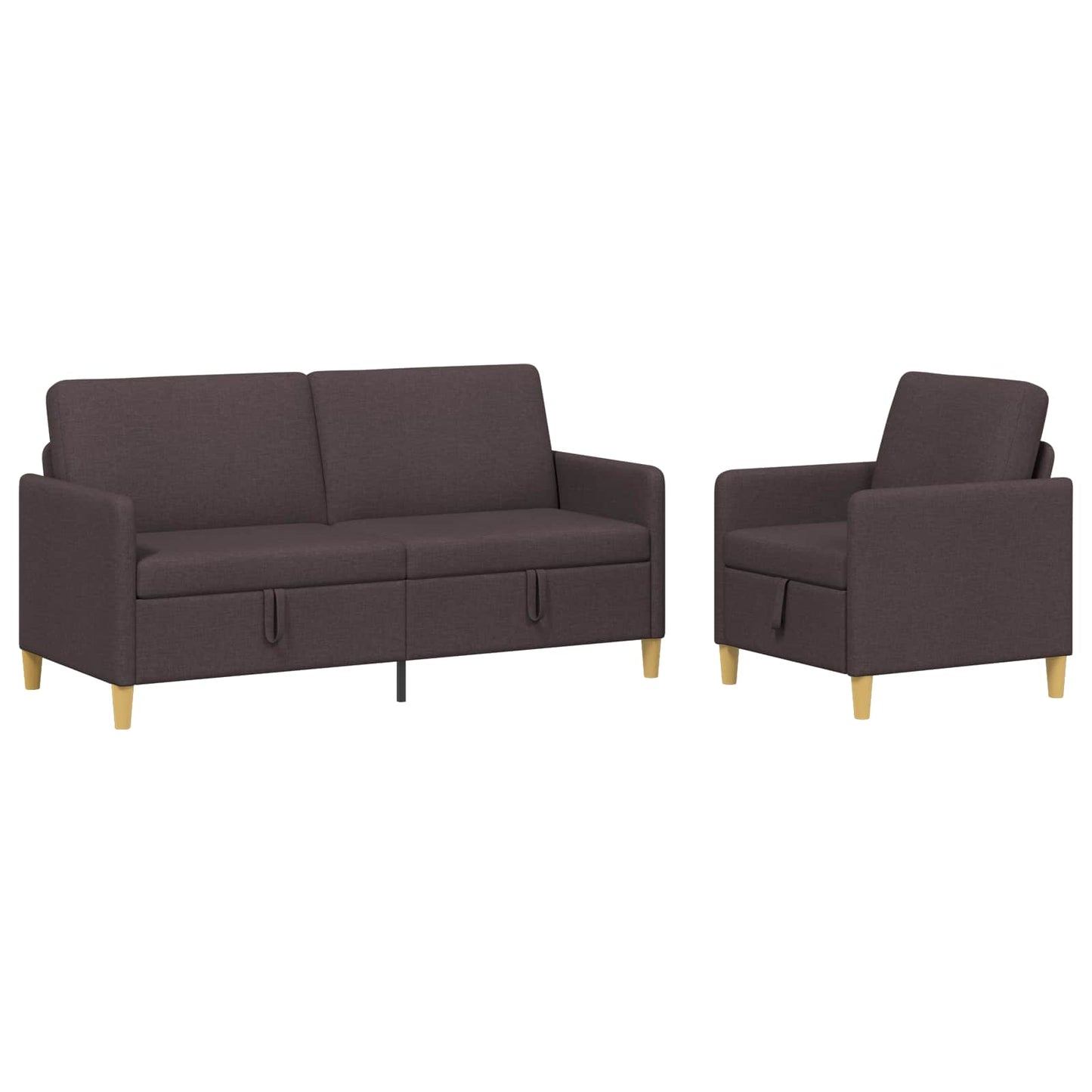 Set di Divani con Storage 2 pcs Marrone Scuro Poliestere | homemem39