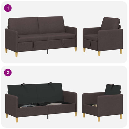 Set di Divani con Storage 2 pcs Marrone Scuro Poliestere | homemem39