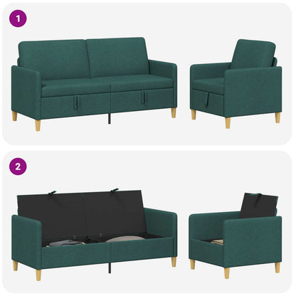 Set di Divani con Storage 2 pcs Verde Scuro Poliestere | homemem39