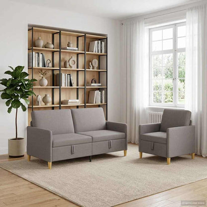 Set di Divani con Storage 2 pcs Tortora Poliestere | homemem39