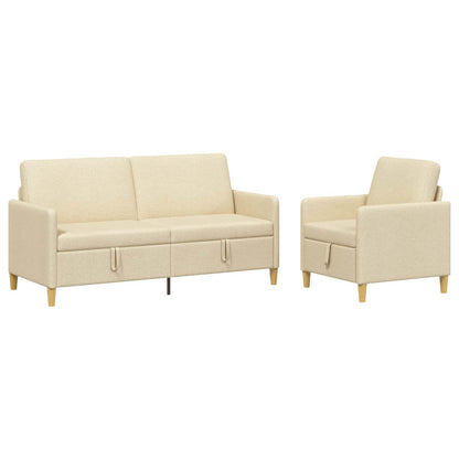 Set di Divani con Storage 2 pcs Crema Poliestere