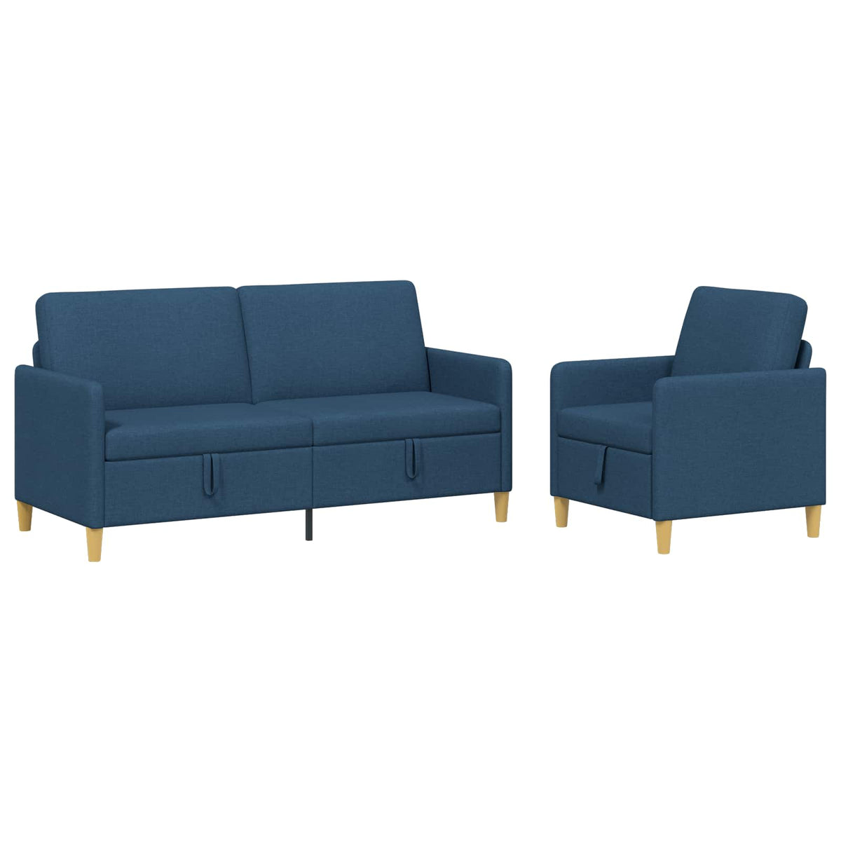Set di Divani con Storage 2 pz Blu Poliestere