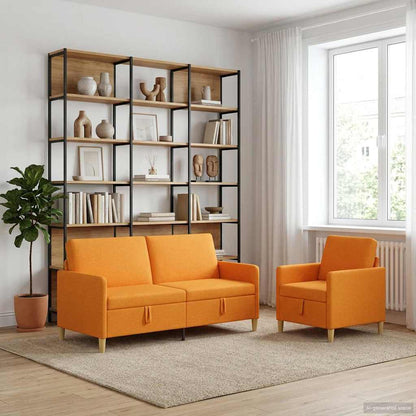 Set di Divani con Storage 2 pcs Giallo Scuro Poliestere | homemem39