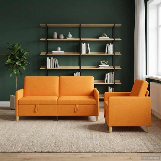 Set di Divani con Storage 2 pcs Giallo Scuro Poliestere | homemem39