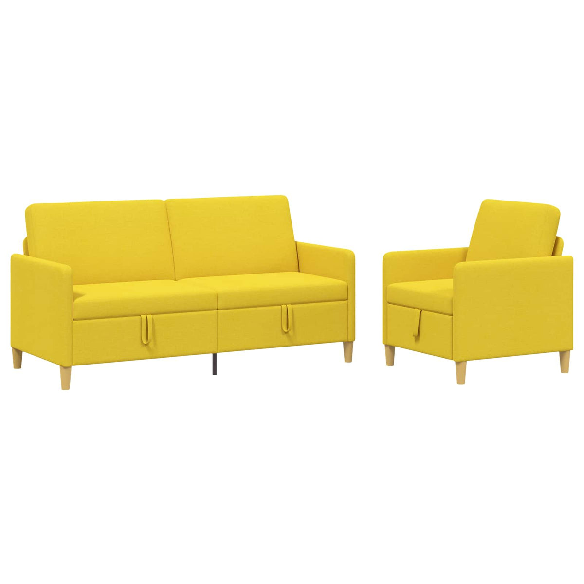 Set di Divani con Storage 2 pz 4 posto Giallo Chiaro Poliestere