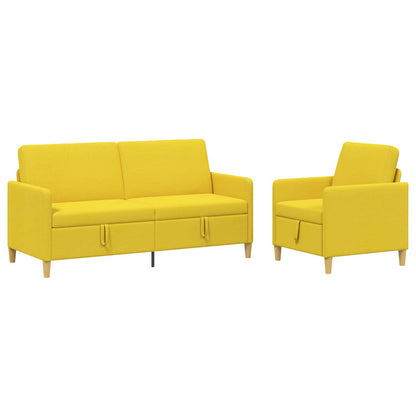 Set di Divani con Storage 2 pz 4 posto Giallo Chiaro Poliestere