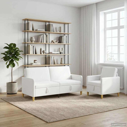 Set di Divani con Storage 2 pcs Bianco Poliestere | homemem39