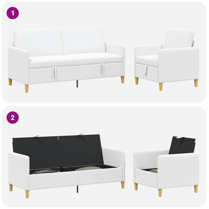 Set di Divani con Storage 2 pz Bianco Poliestere
