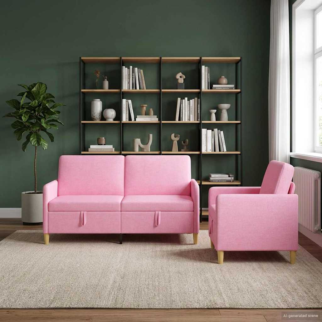 Set di Divani con Storage 2 pcs Rosa Poliestere | homemem39