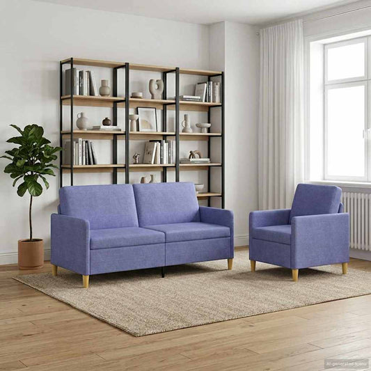 Set di Divani con Storage 2 pcs Blu jeans Poliestere | homemem39