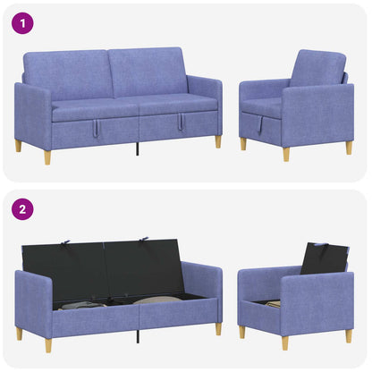 Set di Divani con Storage 2 pcs Blu jeans Poliestere | homemem39