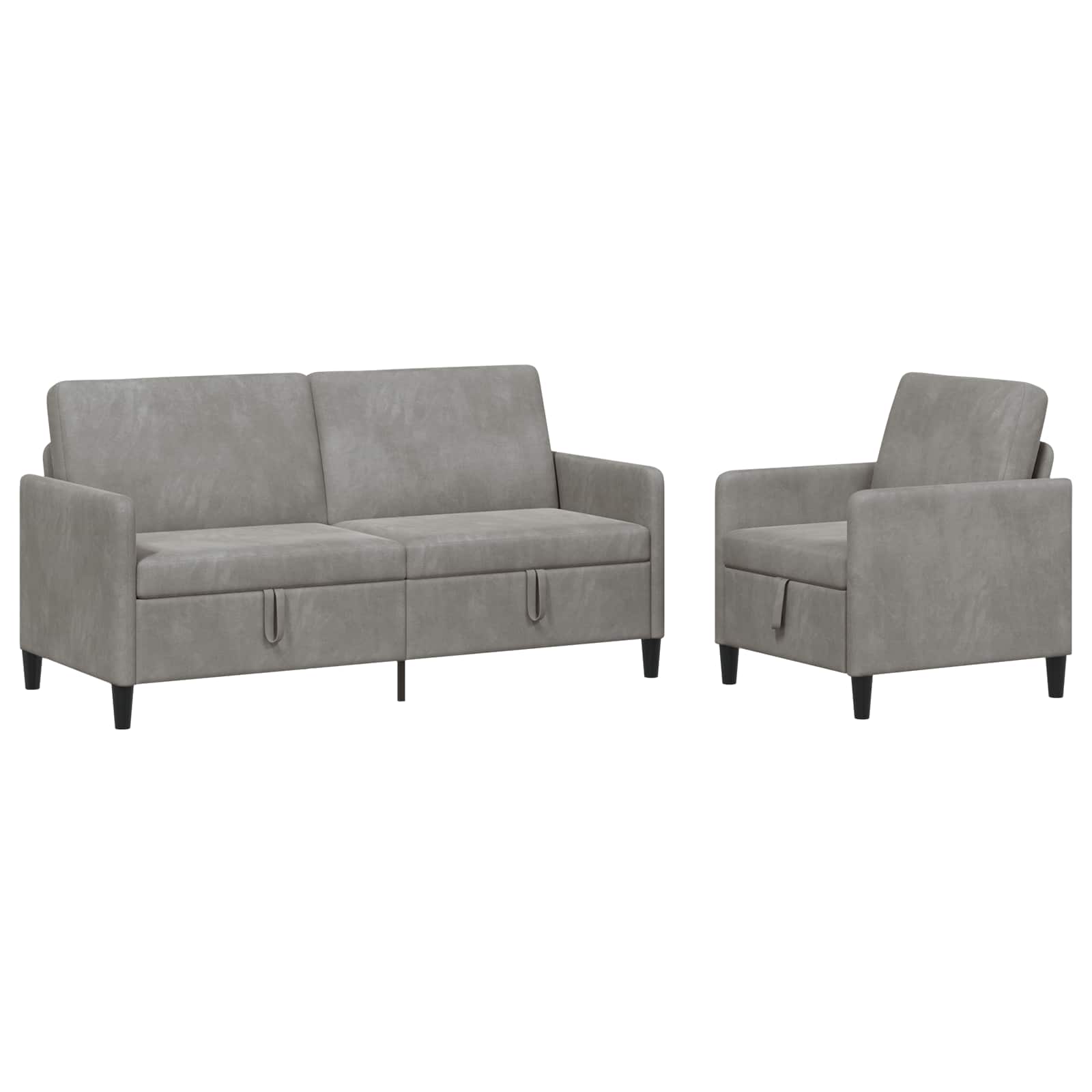 Set di Divani con Storage 2 pz Grigio Chiaro Poliestere | homemem39