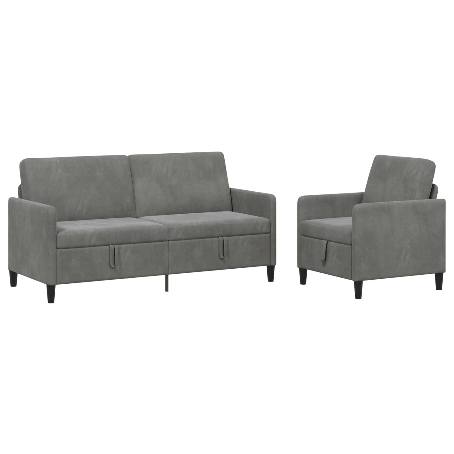 Set di Divani con Storage 2 pz Grigio Scuro Poliestere | homemem39